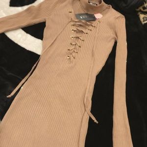 Knee length chocker sweater dress